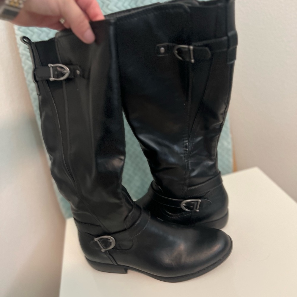 Kim Rogers Black Buckle Knee-High Boots